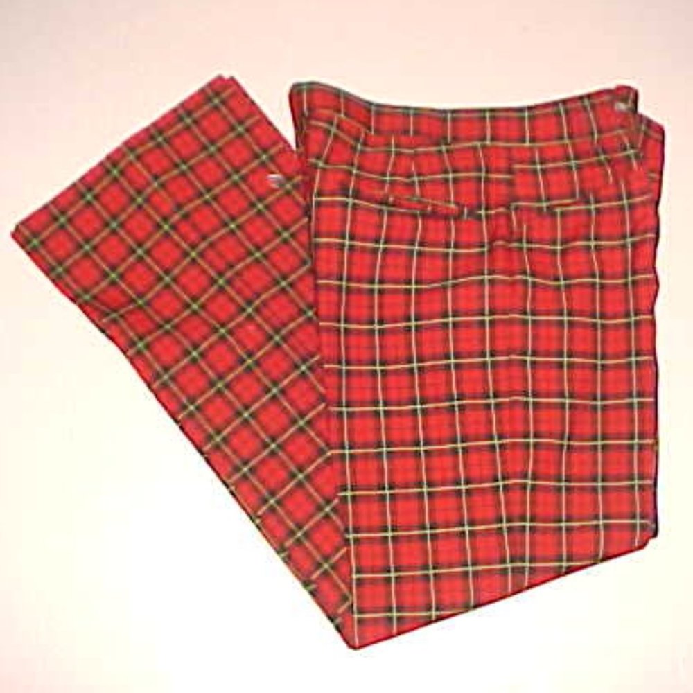 Hubbard Slacks Men Red Plaid Golfer Casual Pants